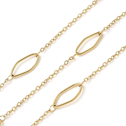 Настоящее золото 18K 304 овальные и тросовые цепи из нержавеющей стали, ионное покрытие (ip), пайки, с катушкой, реальный 18 k позолоченный, 15x6x1 мм, 10 м / рулон