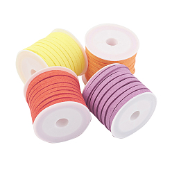 (52) Непрозрачная лаванда Шнуры из искусственной замши, искусственная замшевая кружева, разноцветные, 5x1.5 мм, около 5.46 ярдов (5 м) / рулон, 4 рулонов / набор