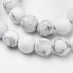 Howlite Natural Howlite Beads Strands, Frosted, Round, 10mm, Hole: 1mm, about 39pcs/strand, 15.3 inch