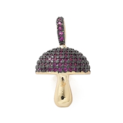 Настоящее золото 18K Латунные микро проложить кубического циркония подвески, гриб, стойки покрытие, без кадмия и без свинца, долговечный, реальный 18 k позолоченный, 24x14.5 мм, отверстие : 5x2 мм