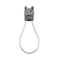 Античное Серебро 316 Брелки со стразами из хирургической нержавеющей стали, собака, античное серебро, 77.5 мм