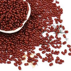 Темно-Красный Выпечка краска стеклянные бусины, арахис, темно-красный, 6x3.5x3 мм, отверстие : 1 мм, Около 4500 шт / фунт