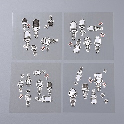 Human Cute Human Pattern Decorations Stickers, for DIY Albums Diary, Laptop Decoration Cartoon Scrapbooking, Human Pattern, 10.6x10.5x0.02cm, 4sheets/set