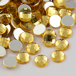 Bisque Taiwan Acrylic Rhinestone Cabochons, Flat Back and Faceted, Half Round/Dome, Bisque, 8x2.5mm