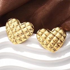 Настоящее золото 18K 304 из нержавеющей стали серьги, ионное покрытие (ip), сердце, реальный 18 k позолоченный, 23x26.5 мм