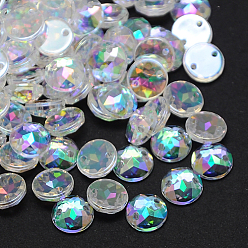 Разноцветный Шить на горный хрусталь, Тайвань акриловые горный хрусталь, два отверстия, аксессуары для одежды, граненые, полукруглые / купольные, красочный, 8x3 мм, отверстие: 1 мм