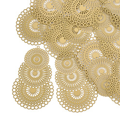 (932FM) Темно-синий аква-матовый с подкладкой 430 из нержавеющей стали Компоненты для люстр ссылки, окрашеные, гравированные металлические украшения, темно-золотистые, 56.5x35x0.3 мм, отверстие : 1.2~2 мм