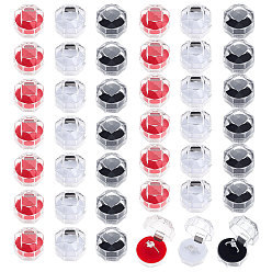 (52) Непрозрачная лаванда 42 шт 3 цвета восьмиугольные прозрачные пластиковые коробки для колец, коробка ювелирных изделий, разноцветные, 3.8x3.8x3.8 см, 14 шт / цвет