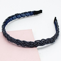 Прусский Синий Резинки для волос из стеклянных бусин, берлинская лазурь, 150x125x10 мм