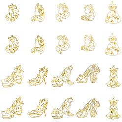 Golden Zinc Alloy Open Back Bezel Pendants, For DIY UV Resin, Epoxy Resin, Pressed Flower Jewelry, Princess Them, Golden, Containers: 8.2x8.2x2.7cm, 20pcs/box