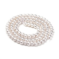 с Покрытием Серебра Гальванизировать немагнитных синтетический гематит бисер пряди, бисер нитей, круглые, матовые, со серебряным покрытием, 3.5~4 мм, отверстие : 1 мм, около 112 шт / нитка, 16.1 дюйм (41 см)