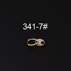 Oval Латунные микропаве прозрачные кубические цирконии серьги-кольца для хряща, золотые, кофейный боб, 9 мм