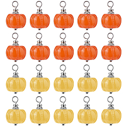 (52) Непрозрачная лаванда 40шт 2цвета непрозрачная смола растительные подвески, Осенние подвески-тыквы с 304 булавками из нержавеющей стали с плоской головкой, разноцветные, 19x13x13 мм, отверстие : 3 мм