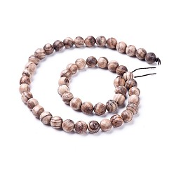 Rosy Brown Natural Eaglewood Beads Strands, Round, Rosy Brown, 4mm, Hole: 1mm, about 98pcs/strand, 15.5 inch(39.5cm)