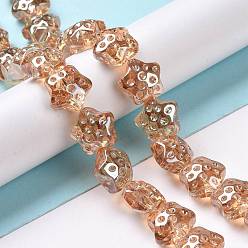 Сэнди Коричневый Прозрачные стеклянные бусины гальваническим пряди, с покрытием цвета радуги, звезда, песчаный коричневый, 15x15x9 мм, отверстие : 1.2 мм, около 45 шт / нитка, 23.62 дюйм (60 см)