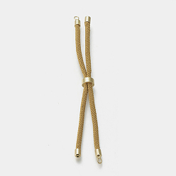 Dark Goldenrod Nylon Twisted Cord Bracelet Making, Slider Bracelet Making, with Eco-Friendly Brass Findings, Round, Golden, Dark Goldenrod, 8.66~9.06 inch(22~23cm), Hole: 2.8mm, Single Chain Length: about 4.33~4.53 inch(11~11.5cm)