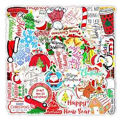 Mixed Color Christmas Waterproof PVC Plastic Sticker Labels, Self-adhesion, for Suitcase, Skateboard, Refrigerator, Helmet, Mobile Phone Shell, Christmas Themed Pattern, Mixed Color, 50~80mm, 50pcs/set