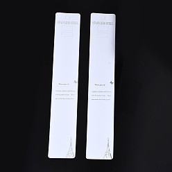 Weiß Karton Schmuck-Display-Karten, für Halsketten, Schmuck hängen Tags, Rechteck mit Wort Edelstahl, weiß, 22x3.5x0.05 cm