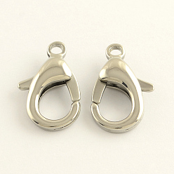 Stainless Steel Color 304 Stainless Steel Lobster Claw Clasps, Stainless Steel Color, 25x15x6mm, Hole: 3mm