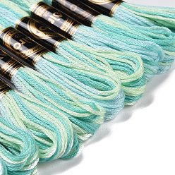 Turquoise 10 Skeins 6-Ply Polyester Embroidery Floss, Cross Stitch Threads, Segment Dyed, Turquoise, 0.5mm, about 8.75 Yards(8m)/skein