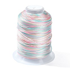 Colorful Segment Dyed Polyester Round Thread, for Bracelet Making, Colorful, 0.8mm, about 273.40 Yards(250m)/Roll