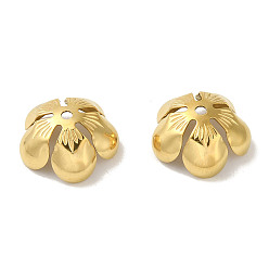 Золотой 304 из нержавеющей стали шарик крышки, 5-лепестков цветка, золотые, 13.5x6 мм, отверстие : 1.2 мм