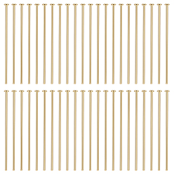 Настоящее золото 18K 4 сумки латунные плоские головки штифтов, долговечный, для изготовления ювелирных изделий, реальный 18 k позолоченный, 21 датчик, 30x0.7 мм, Руководитель: 2 mm, около 100 шт / упаковка