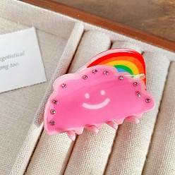 Темно-Розовый Акриловые заколки для волос на когтях, для женщин девушек, облако с выражением, темно-розовыми, 55 мм