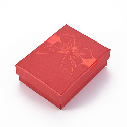 (123L) Белый крем непрозрачный блеск Картонные ожерелья или браслеты, с губкой внутри, прямоугольные, Bowknot шаблон, огнеупорный кирпич, 9.1x6.9x3.15 см