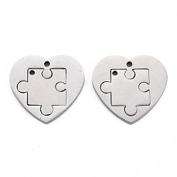 Stainless Steel Color Non-Tarnish 304 Stainless Steel Pendants, Laser Cut, Heart, Stainless Steel Color, 23x25x2mm, Hole: 1.6mm & 1.8mm