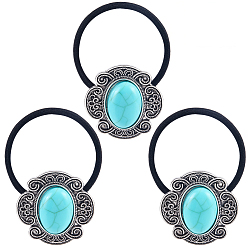 Цветок 3 резинки для волос из искусственного сплава и смолы цвета бирюзы, аксессуары для волос для женщин, цветок, 40x39.5 мм, внутренний диаметр: 24 мм