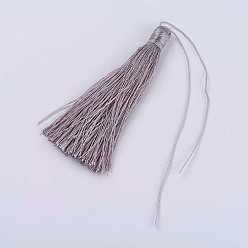 Серебро Нейлоновая нить кисточкой большие украшения кулон, серебряные, 100x10 мм