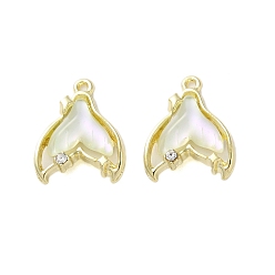 Мята молочно-белая Стойки подвески обшивки сплава, горный хрусталь и стекло, рыбий хвост, мятный крем, 17x14x5 мм, отверстие : 1.2 мм