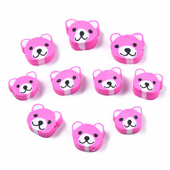 Орхидея Бусины из полимерной глины , медведь, сиреневые, 8~11x9~11x4 мм, отверстие : 1.5 мм