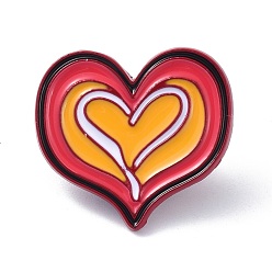 Brun Broches coeur en alliage émaillé, avec épingle en émail, brun, 23x25x11mm