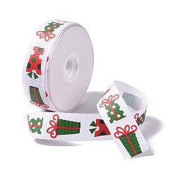 Colorido 25 yardas de cinta de grosgrain de poliéster con estampado de tema navideño, para la fabricación de la joyería diy, piso, colorido, 1 - pulgada (25.5 mm)