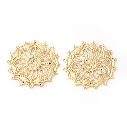 Золотой Латунь филигрань столяры ссылки, стойки покрытие, цветок, золотые, 34~34.5x1 мм, отверстие : 0.7 мм