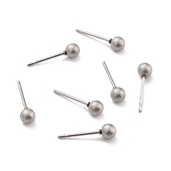 Нержавеющая Сталь Цвет Устойчивые к потускнению 201 серьги-гвоздики из нержавеющей стали с текстурированными шариками, серьги-гвоздики с 304 булавкой из нержавеющей стали для женщин, цвет нержавеющей стали, 15x4 мм, штифты : 0.7 мм