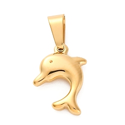 Золотой 304 подвески из нержавеющей стали, ионное покрытие (ip), прелести дельфинов, золотые, 17x13x3.5 мм, отверстие : 6x3.5 мм