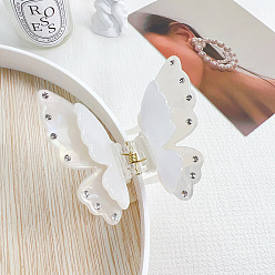 Белый Двухслойные акриловые заколки для волос в форме бабочки, аксессуары для волос для женщин и девочек, белые, 75x65 мм