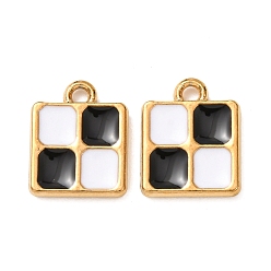 Черный 304 подвески из нержавеющей стали, с эмалью, ионное покрытие (ip), реальный 18 k позолоченный, тартановые подвески, чёрные, 13x10.5x2 мм, отверстие : 2 мм