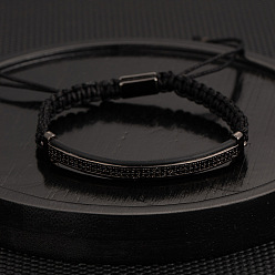 Rectangle 304 браслеты из плетеных бусин из нержавеющей стали, чёрные, прямоугольные, 7-1/8 дюйм (18 см)