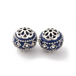 Морской Синий Бусины из смолы ручной работы индонезийские, со сплавочной фурнитурой со стразами, круглые, без покрытия, Marine Blue, 16.5x16 мм, отверстие : 1.8 мм