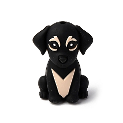 Белый Силиконовые бусины, фокусные бусы, собака, белые, 28x21.5x18 мм, отверстие : 2 мм