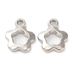 Platinum CCB Plastic Pendants, Flower Charm, Platinum, 19x15x3.5mm, Hole: 2.5mm