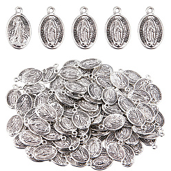 Античное Серебро 100 шт. Подвески из сплава в тибетском стиле, без кадмия и без свинца, прелести девы марии, античное серебро, 19.5x11.5x2.5 мм, отверстие : 1.7 мм