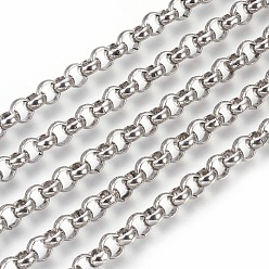 Нержавеющая Сталь Цвет Устойчивые к потускнению 304 цепи Rolo из нержавеющей стали, отрыгивающая цепь, несварные, цвет нержавеющей стали, 7 мм