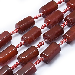 Коричневый Природный агат бисер нитей, окрашенная и подогревом, шестиугольник, коричневые, 21~25x13~14 мм, отверстие : 1.5~2.5 мм, около 12 шт / нитка, 16.5 дюйм ~ 16.9 дюйм (42~43 см)