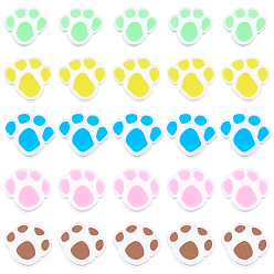 Mixed Color 100G 5 Colors Handmade Polymer Clay Cabochons, Dog Paw, Mixed Color, 5~6.5x5~6.5x0.6mm, 20g/color