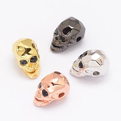 (52) Непрозрачная лаванда Латунные микро проложить кубического циркония бусы, череп, без свинца, без никеля и без кадмия, разноцветные, 13x8x9.5 мм, отверстие : 2 мм